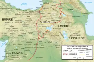 Une carte figurant les lieux mentionnés dans l'article sur la frontière orientale de l'Empire byzantin
