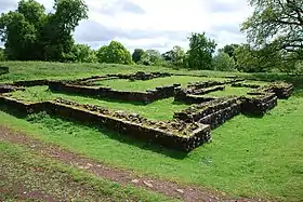 Vestiges du temple de Nodens, site de Lydney Park, Gloucestershire.