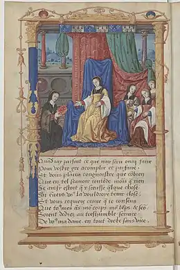 Anne de Graville faisant don de son ouvrage à Claude de France, fo 1 vo.
