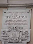 Plaque sur la demeure de Cesare Battisti à Rome