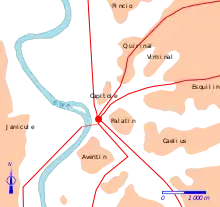 Carte en couleurs représentant le tracé de voies anciennes sur un territoire.