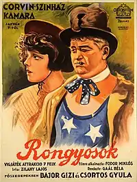 Affiche de György Nemes pour Rongyosok, film de Béla Gaál avec Gizi Bajor et Gyula Csortos