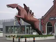 Sculpture du cheval Bayard à Grembergen.