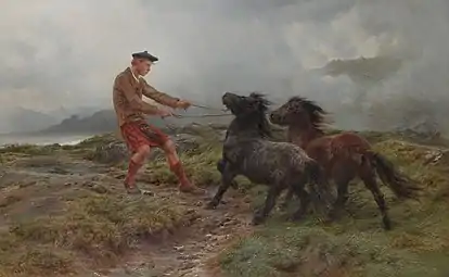 Un ghillie et deux poney Shetland dans un temps brumeuxRosa Bonheur (1822-1899)Collection privée