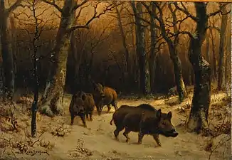 Rosa Bonheur, Sangliers dans la neige (vers 1870)