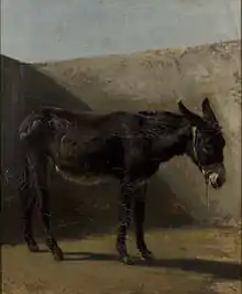 Tableau représentant un âne brun tourné vers la droite.