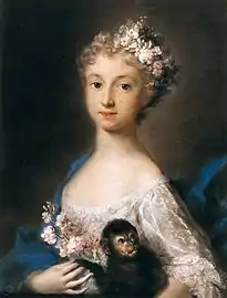 Jeune fille tenant un singe par Rosalba Carriera (18e siècle)