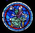Allégorie de l'Astronomie sur vitrail, cathédrale de Laon, (1210).