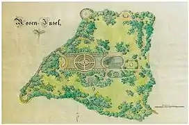 Plan des jardins du paysagiste Peter Joseph Lenné en 1850