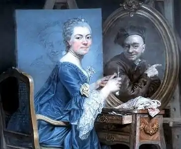 Autoportrait avec le portrait de Maurice-Quentin de La Tourpastel, années 1770collection particulière