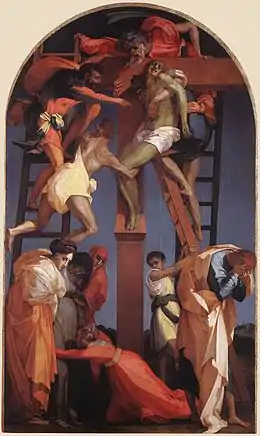 Tableau du Christ enlevé de la croix grâce à des échelles