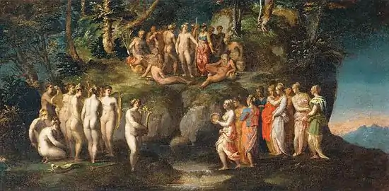 Le Défi des Piérides par Rosso Fiorentino (XVIe siècle), Louvre.