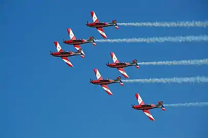 Pilatus PC-9A de la patrouille acrobatique Roulettes de la RAAF en formation (2013)