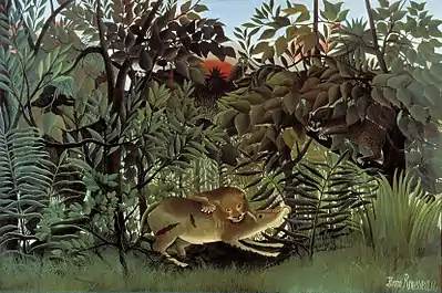 Un lion mange une antilope (Rousseau)