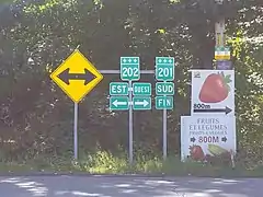 Intersection avec la route 201 dans le hameau de Maritana à Franklin.