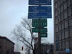 Extrémité sud de la route 335, près du centre-ville de Montréal.