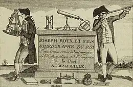 Affiche de la boutique d'hydrographe Joseph Roux et fils, hydrographe du roi à Marseille (1770)