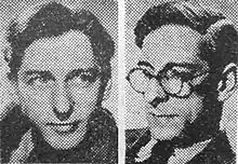 Roy (21/11/1913-05/11/2001) et John Boulting (21/11/1913-17/06/1985), réalisateurs britanniques, en novembre 1952.