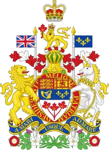 Armoiries depuis 1994 (ajout de l'ordre du Canada).