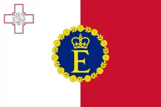 Étendard d'Élisabeth II utilisé à Malte de 1964 à 1974.