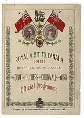 Document intitulé « Royal Visit to Canada 1901 » avec les portraits de George et de Mary