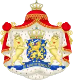 Grandes armes du Royaume et des rois des Pays-Bas 1815-1907.  Les armes ont également été souvent entourées par l'Ordre militaire de Guillaume