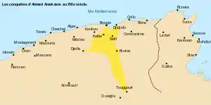Carte historique avec le territoire des Beni Abbès indiqué.