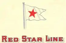 Logo de la Red Star Line. Il s'agit d'un drapeau blanc avec une étoile rouge au milieu.