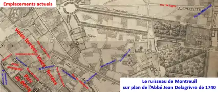 Ru de Montreuil sur plan de Delagrive de 1740