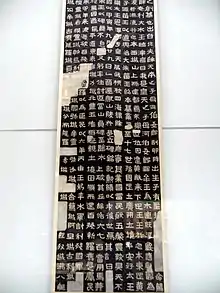 Restitution du texte dans ses caractères et avec ses lacunes, sous forme d'un estampage. Musée national de Kyūshū