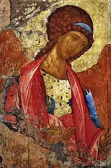 L'Archange Mikhaïl de la Déisis de Zvenigorod. Andreï Roublev. 1408.