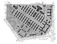 Plan du site d'Hoffmann avec un axe central prononcé