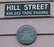 Plaque commémorative en l'honneur de Jean Le Capelain, rue des Trois-Pigeons.