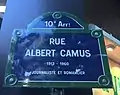 Plaque de rue de la rue Albert-Camus.