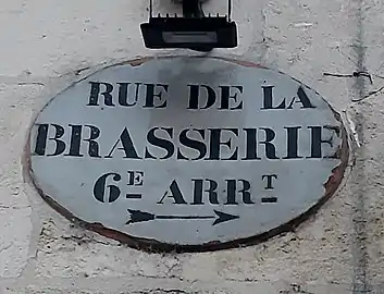 Ancien panneau de la rue de la Brasserie