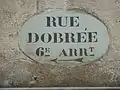 Rue Dobrée, ancien panneau