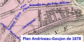 Rue Fresnel sur plan de 1878.