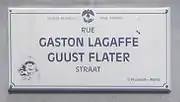 … dite « rue Gaston-Lagaffe », avec mention du copyright sur la plaque de rue sous la forme « © Franquin - Marsu ».