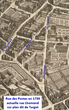 Rue des Postes en 1739(rue Lhomond depuis 1867).