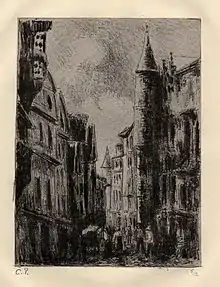La rue Saint-Romain par Camille Pissarro (1896).