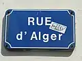 Panneau de la rue d'Alger.