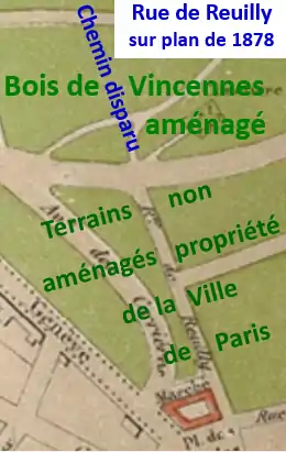 Rue de Reuilly sur plan de 1878