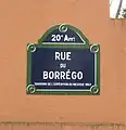 Plaque de rue de la rue du Borrégo.