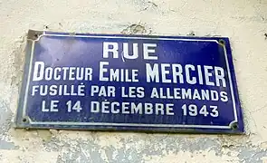 Plaque de la rue du Docteur Émile-Mercier.