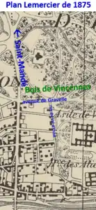 Rue du Val d'Osne sur plan Lemercier de 1875