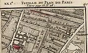 La rue Notre-Dame-de-Nazareth en 1758, avec le couvent des Pères Pénitents de Nazareth.