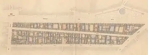 La rue Notre-Dame-de-Nazareth et ses îlots vers 1830.