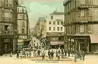 Carte postale de la rue Saint-Sébastien vue du boulevard Beaumarchais, vers 1900.