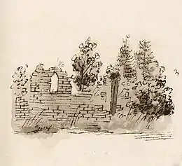 Ruines de l'abbaye de Pental en 1828