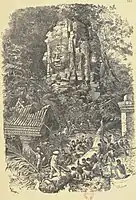 « Ruines d'une tour » [du Bayon]. Louis Delaporte, Voyage au Cambodge: L'architecture khmer. 1880.